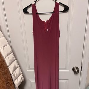 Mauve midi dress with exposed gold zipper in back